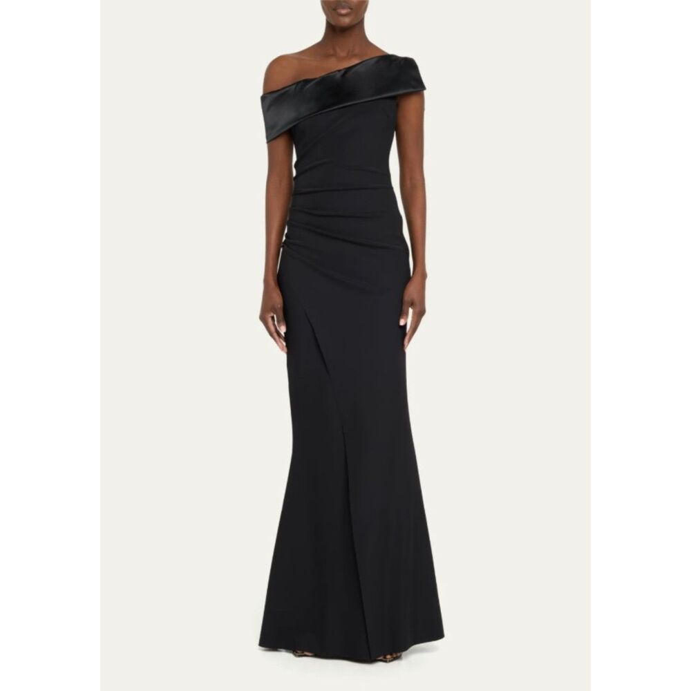 Chiara Boni La Petite Robe Black Koppany Ruched OffShoulder Mermaid Gown Size 48